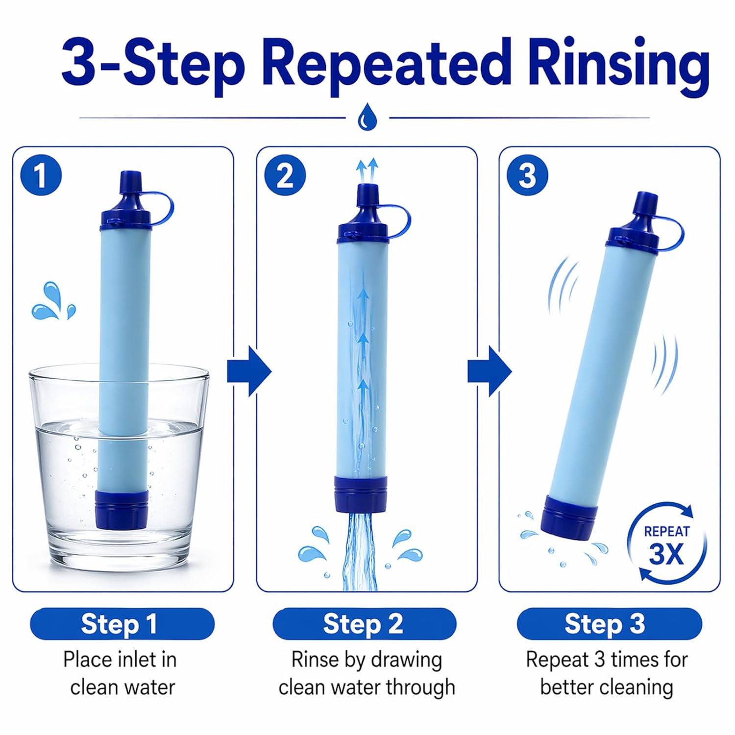 Water Filter Straw, Water Straws to Purify Water, Emergency Preparedness, Outdoor Camping & Hiking Survival Gear Kit for Backpacking &Travel (5PCS)