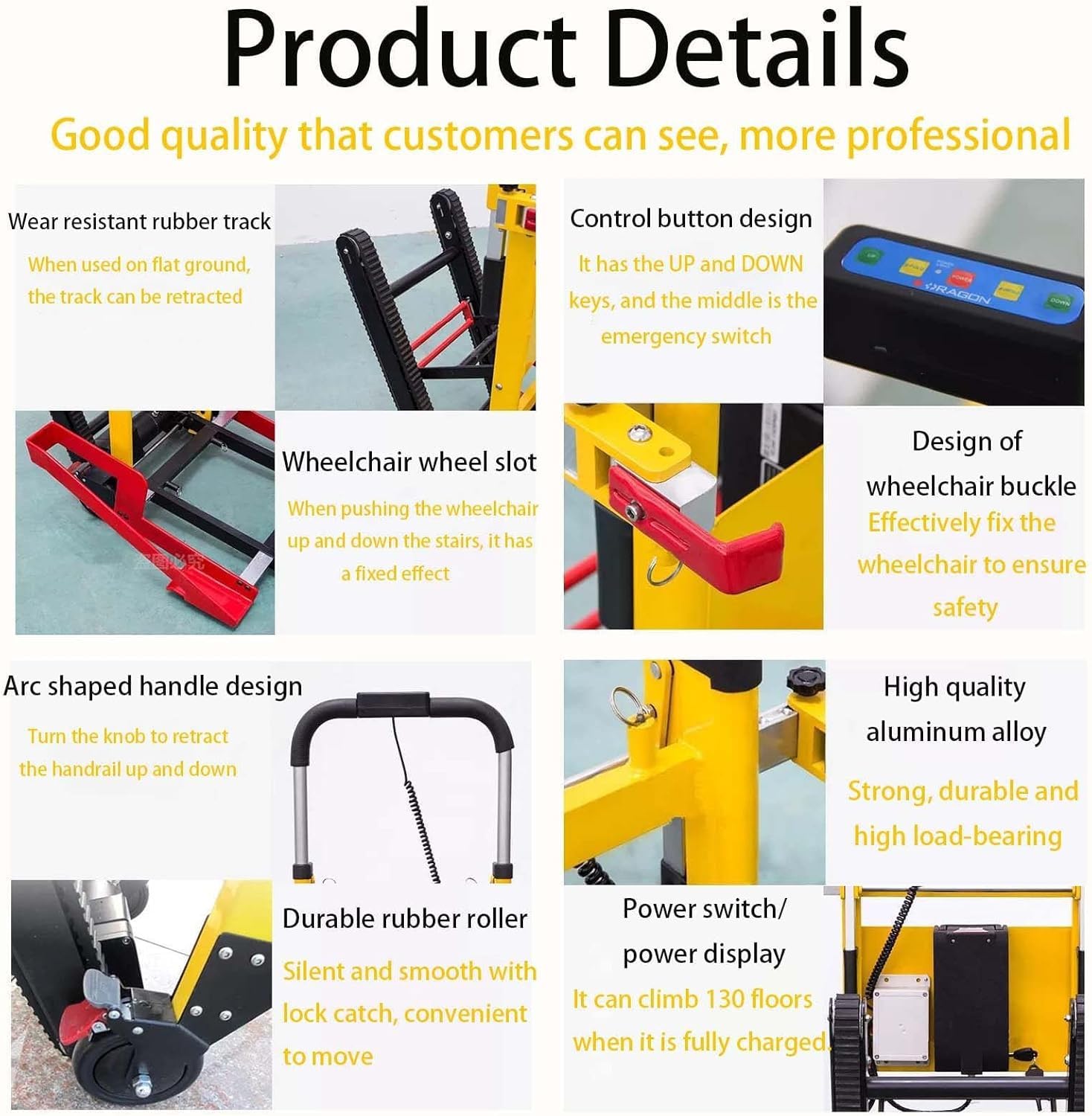 Montascale Tipo Cingolato,Carrello per Scale Cingolato Alimentato A,Carrello Montascale Elettrico,Montascale per Movimentazione Elettrodomesticimaniglie Ergonomiche | Telaio in Acciaio | A