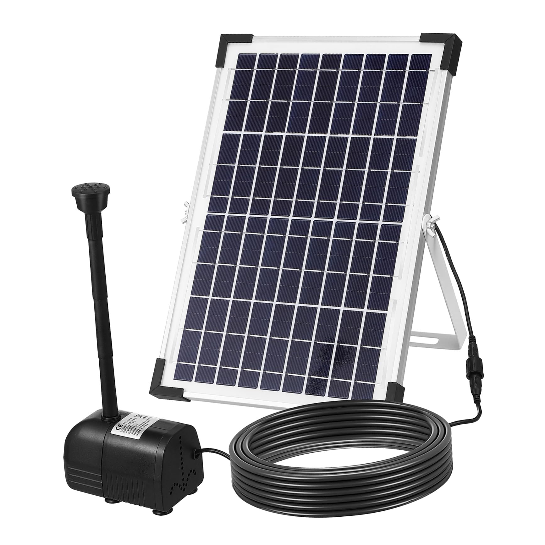 Pompa Fontana Solare 12w in Abs Nera per Giardino Esterno | Capacità 1350l/h, Angoli Regolabili, Costruzione Robusta, Kit Bsv-sp100