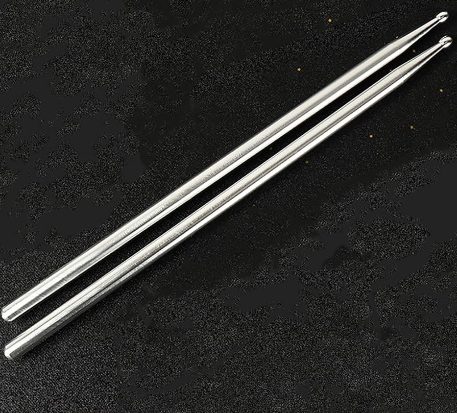 Schlagzeugstöcke 1 Paar Drumsticks 5A, langlebiges Metall, Drumsticks und Sticks for Jazz-Übungen, 5A-Aluminium erhöht die Festigkeit, rutschfest und langlebig(Silver B)