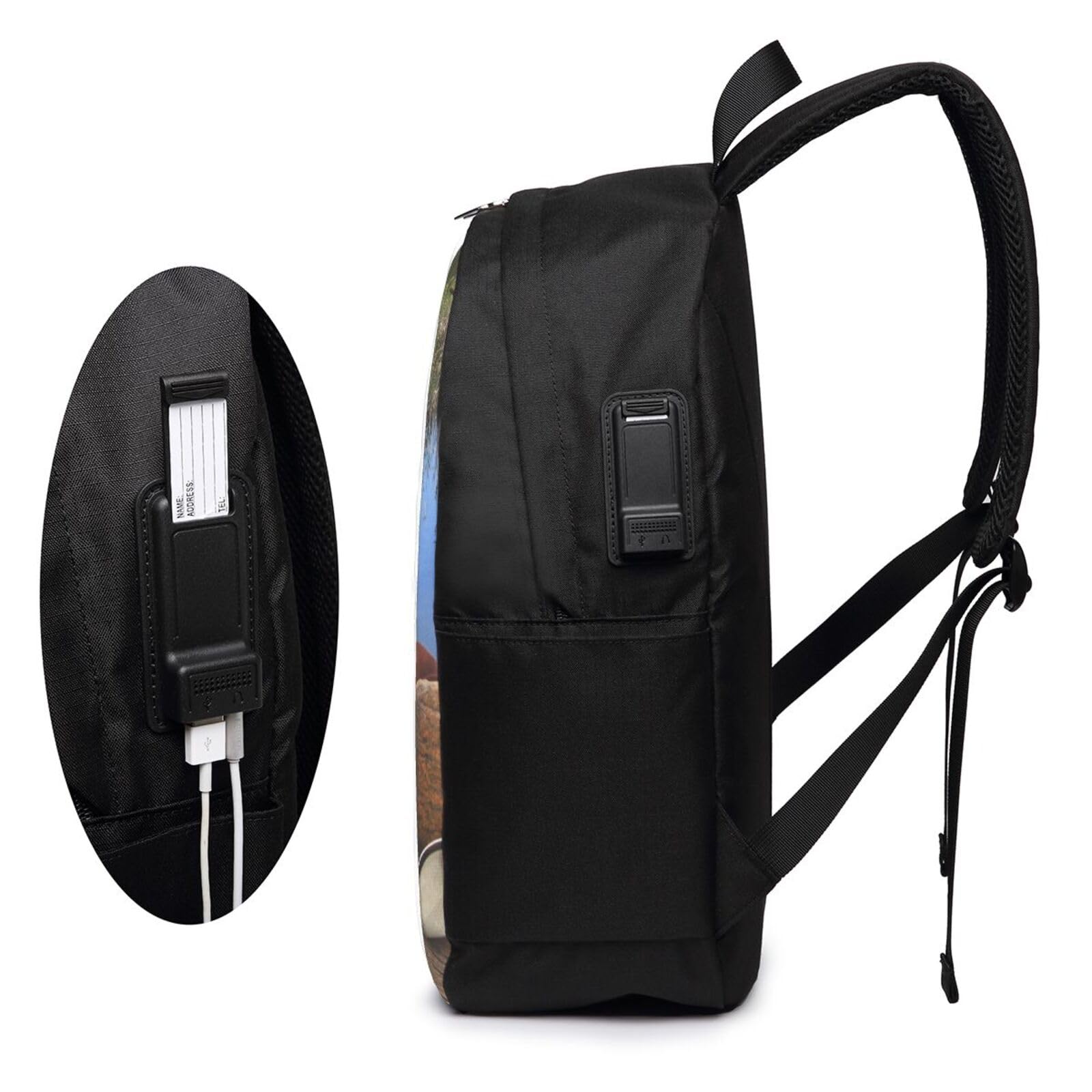 Skull Singing with Guitar Printed Laptop Backpack Porta USB 17