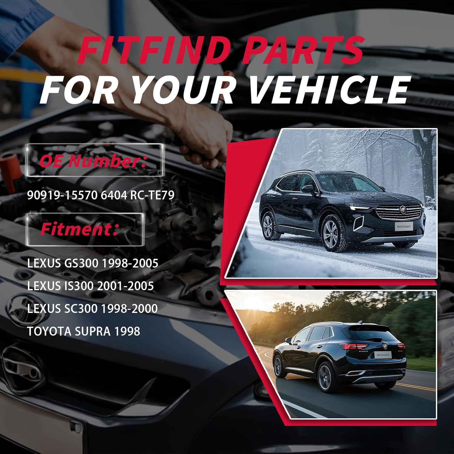 Set of 3 PCS Ignition Spark Plug Wires 6404 RC-TE79 55924 90919-15570 RC-TE79 & 6 Iridium Spark Plugs Set Compatible with Toyota Lexus 2001-2005 IS300 1998-2000 SC300 1998-2005 GS300 Supra V6 3.0L