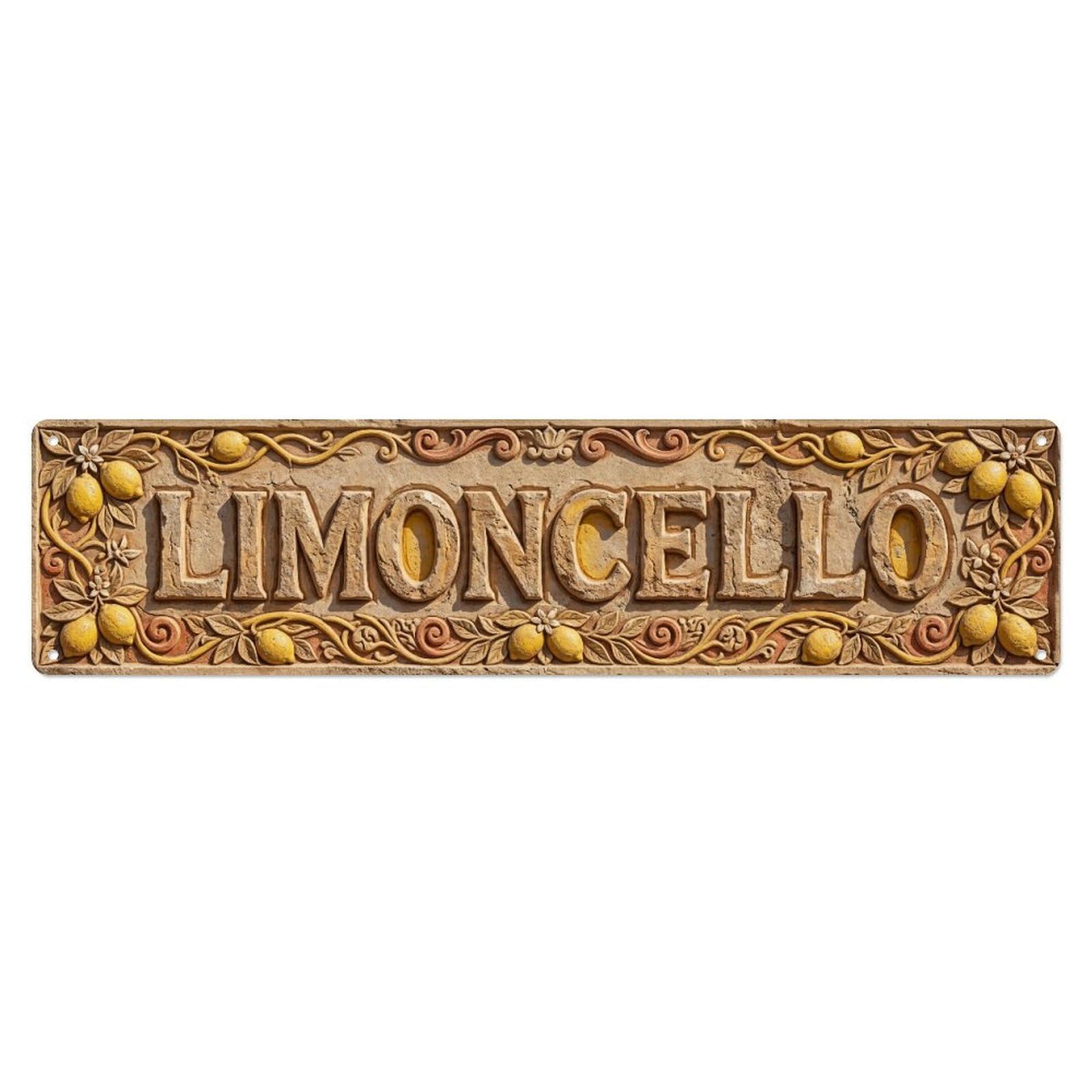 Limoncello Carved Sandstone Italian Metal Tin Skinny Sign Plaque Wall Decor for Cafe, Club Bar, Office, Home Garden Metal Poster 4x16Inch
