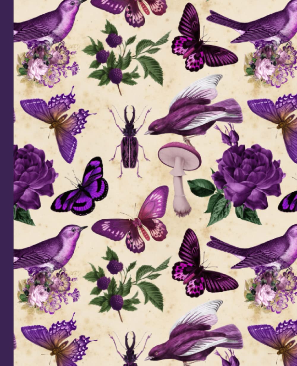 Graph/Grid Paper Composition Notebook: Purple Birds, Butterflies, and ...