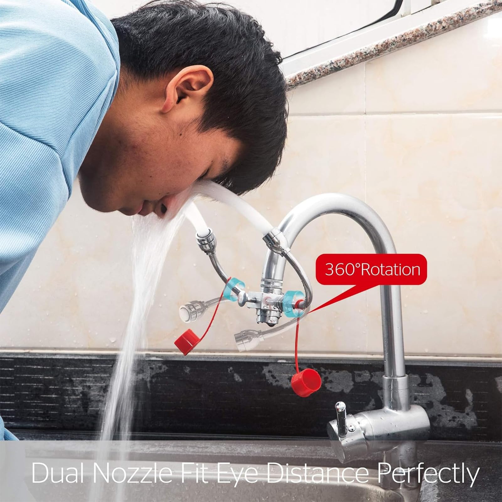 Ducha con Descarga Ojos,estación Lavado Ojos Montada con Boquilla Rociadora Y Mango Ergonómico,Velocidad Flujo Agua Ajustable Y Sistema Filtración Calidad del Agua,tasa De Limpieza del 99%