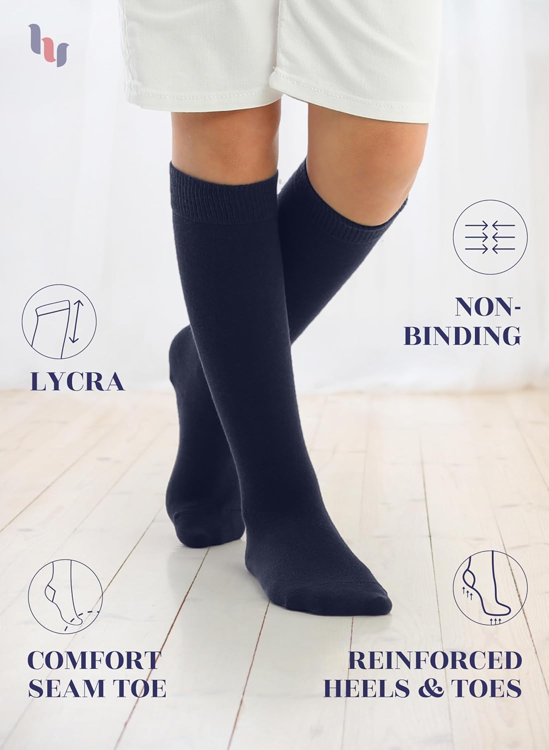 Girls, Boys, Kids, Knee High Long School Uniform Dress Socks, Premium Cotton, Soft, Toddler, 3-14 Years Old - Image 3