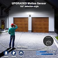 Vista 6 de EMANER Luces de seguridad para exteriores, luz de inundación de 120 V equivalente a 280 W, luz con sensor de movimiento PIR, luz de exterior