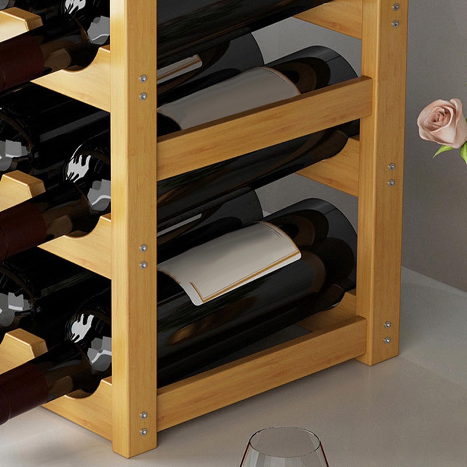 Portabottiglie da banco – Espositore impilabile in legno a 4 livelli