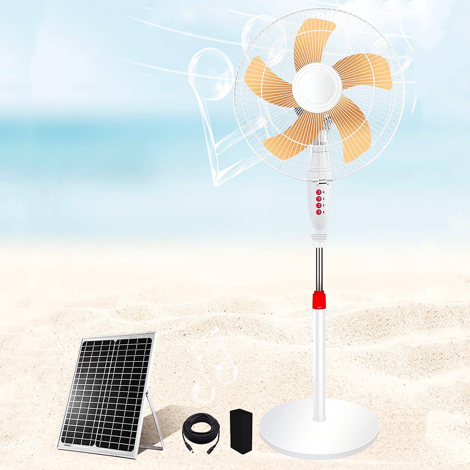 asdchZen Outdoor Cordless Fan For Camping, Solar Rechargeable, Quiet Oscillating Standing Fan 3 Speeds For Bedroom Dorm Beach House Office