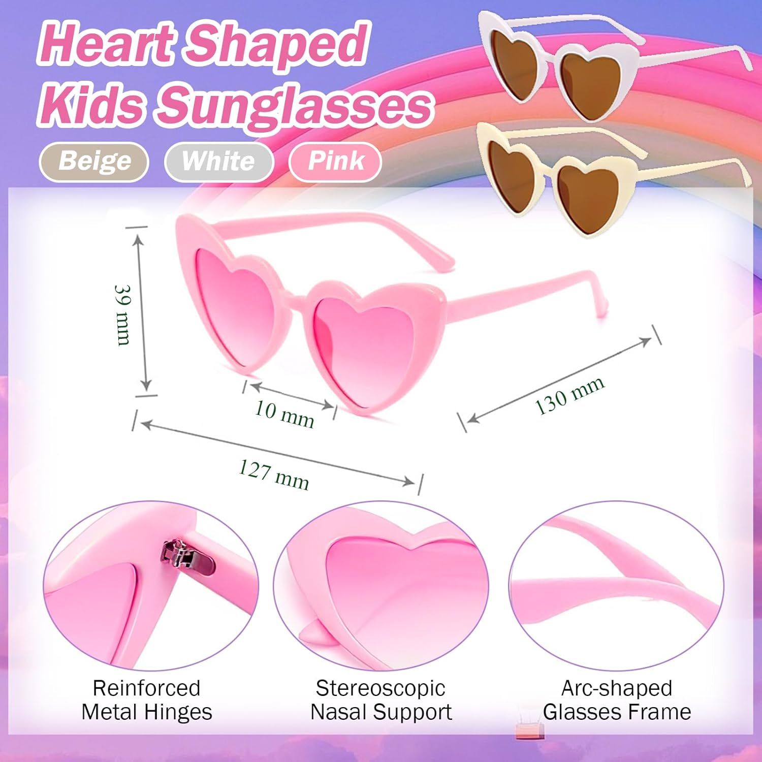DIY Kids Sunglasses 9 Pairs Toddler Sunglasses Flower Round Heart Sunglasses Kids Colorful Girls Boys Sunglasses for Beach Party Holiday - Image 5
