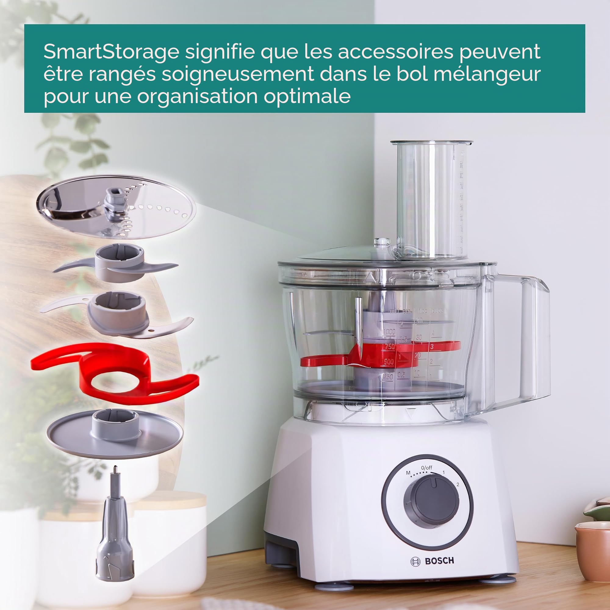 Bosch – Robot de cuisine compact MultiTalent 3, 700 W, blanc - MCM3100WGB