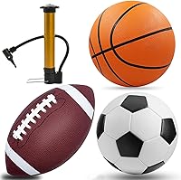 DHYLRICHER 3-Piece Sports Balls Set: Size 5 Basketball, Size 4 Soccer Ball, Size 6 Football & Pump - Ideal Gift for Kids, Teens, Adults