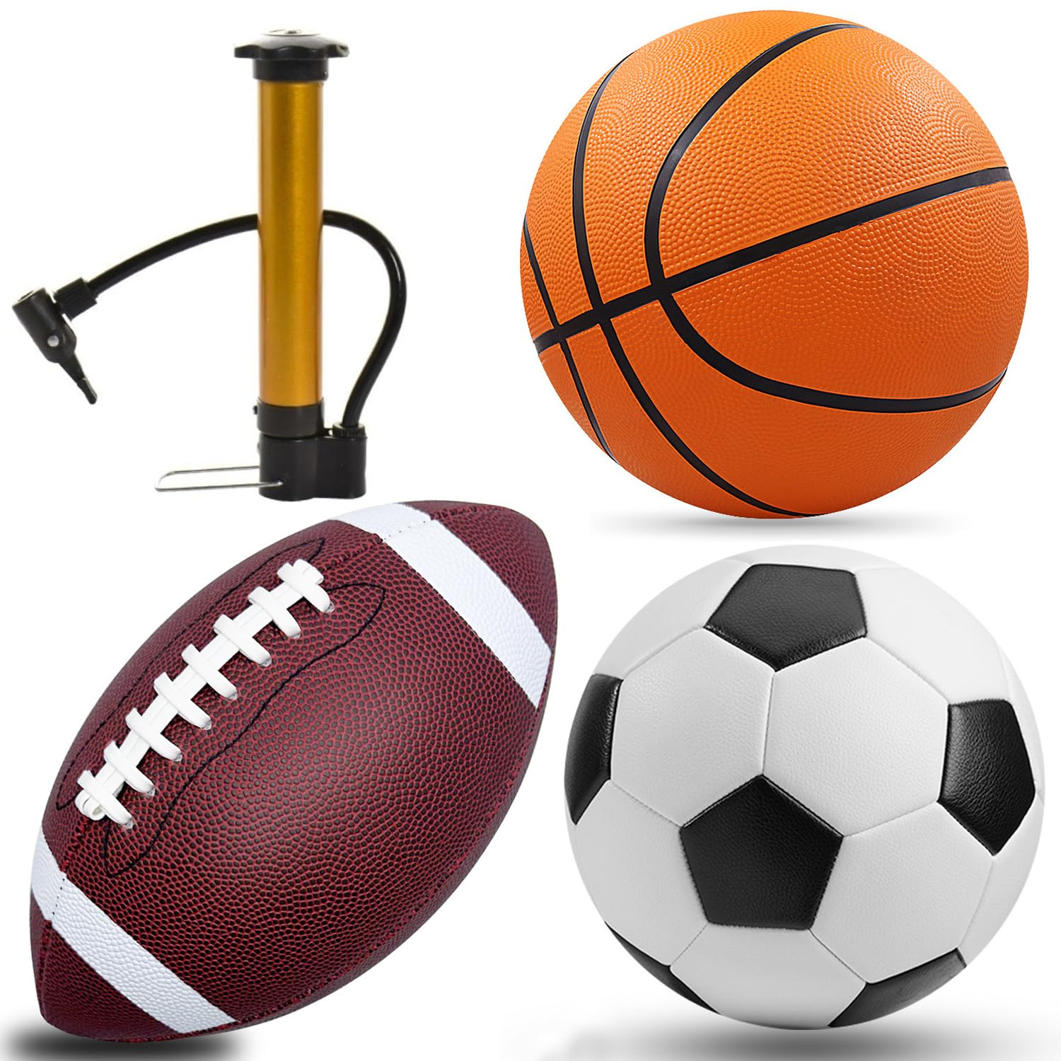 3-Piece Sports Balls Set, Includes Size 5 Basketball, Size 4 Soccer Ball, Size 6 Football & Pump, Sports Equipment with Bag, Perfect Sports Gift-image-43