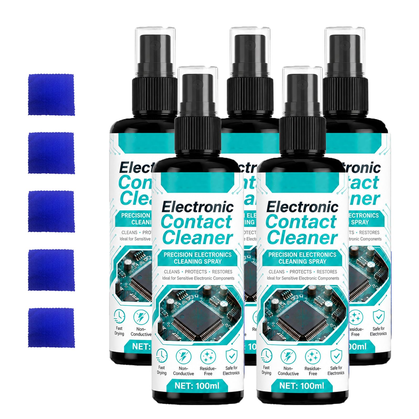 PCB Kontaktreiniger Spray für Leiterplatten, schnell trocknender Elektronikreiniger 100 ml (5pcs)