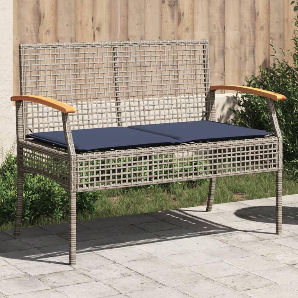 Garden Bench Grey, Brown, Navy Blue,Modern Garden Bench with Comfortable Cushion for Outdoor Use Patio Furniture
