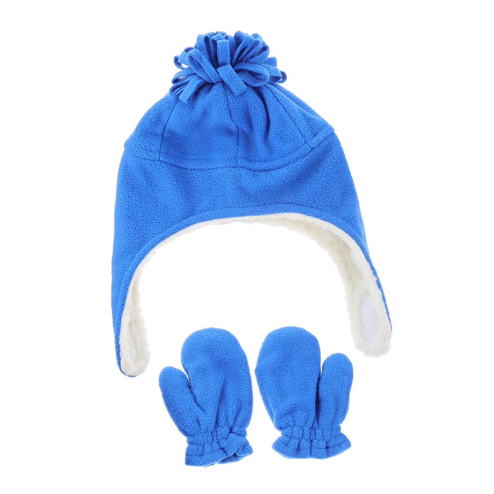 FOMIYES Winter Hat and Gloves Set for Boys and Girls Infant Trapper Hat Ear Flaps Newborn Warm Caps Snow Gloves 2-Piece Set