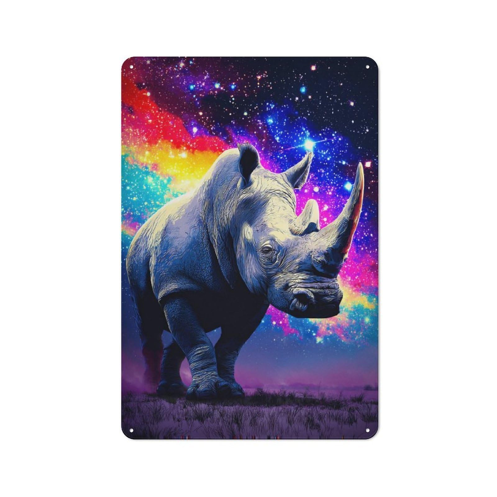 Junmoney Galactic Rhino Majesty -1 Retro-Style Metal Sign 30X20cm For Garage Or Workshop, A Moving-Home Gift For Collectors Of Tin Signs