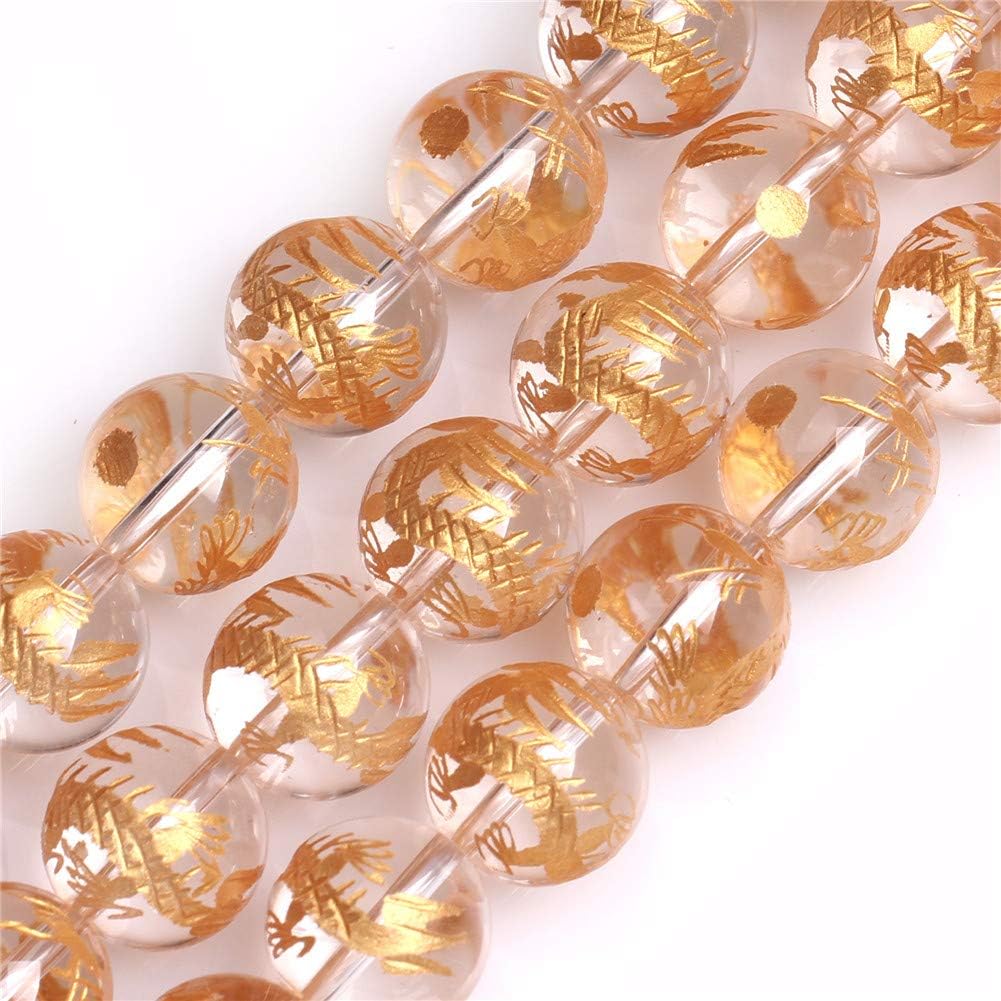 GEM-Inside Natural 14mm Clear White Quartz Gemstone Loose Beads Round Qinglong Dragon Mala Crystal Energy Stone Power for Jewelry Making 15"