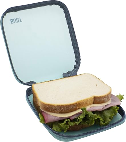 Miniatura 4 de BUILT Cuadrado Reutilizable Lavavajillas Caja Fuerte Con Cremallera Silicona Deep Snack Bag Azul 5269885