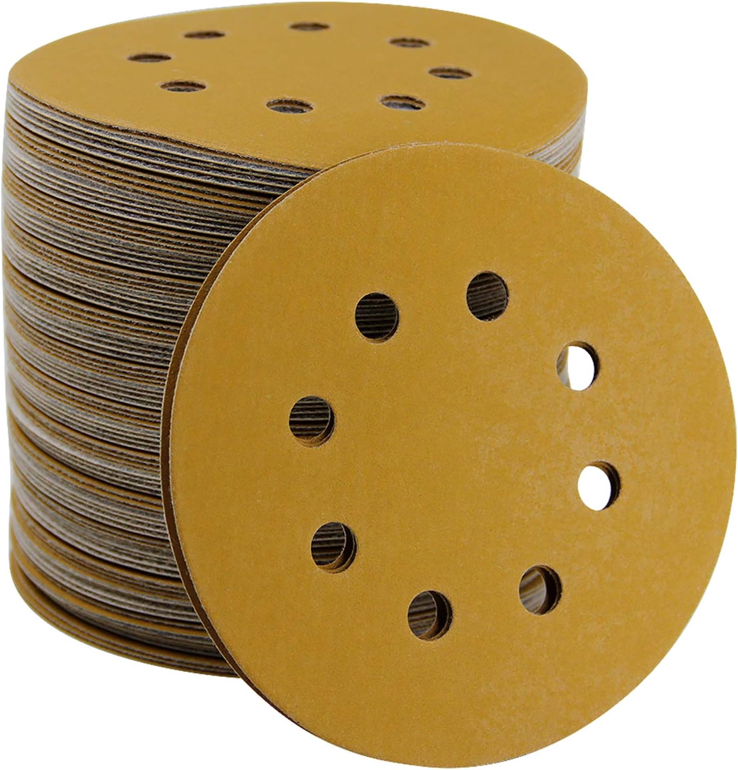 5-Inch 8-Hole Hook and Loop Sanding Discs, Orbital Sander Sandpaper Discs, 100 Pieces Round Sandpaper Set, 320 Grit