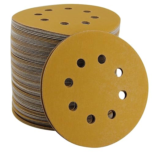 Miniatura 30 de Cierre de velcro Mestool 58-AP Gold de 5 pulgadas, con 8 agujeros, 60 granos, sin polvo, paquete de 100