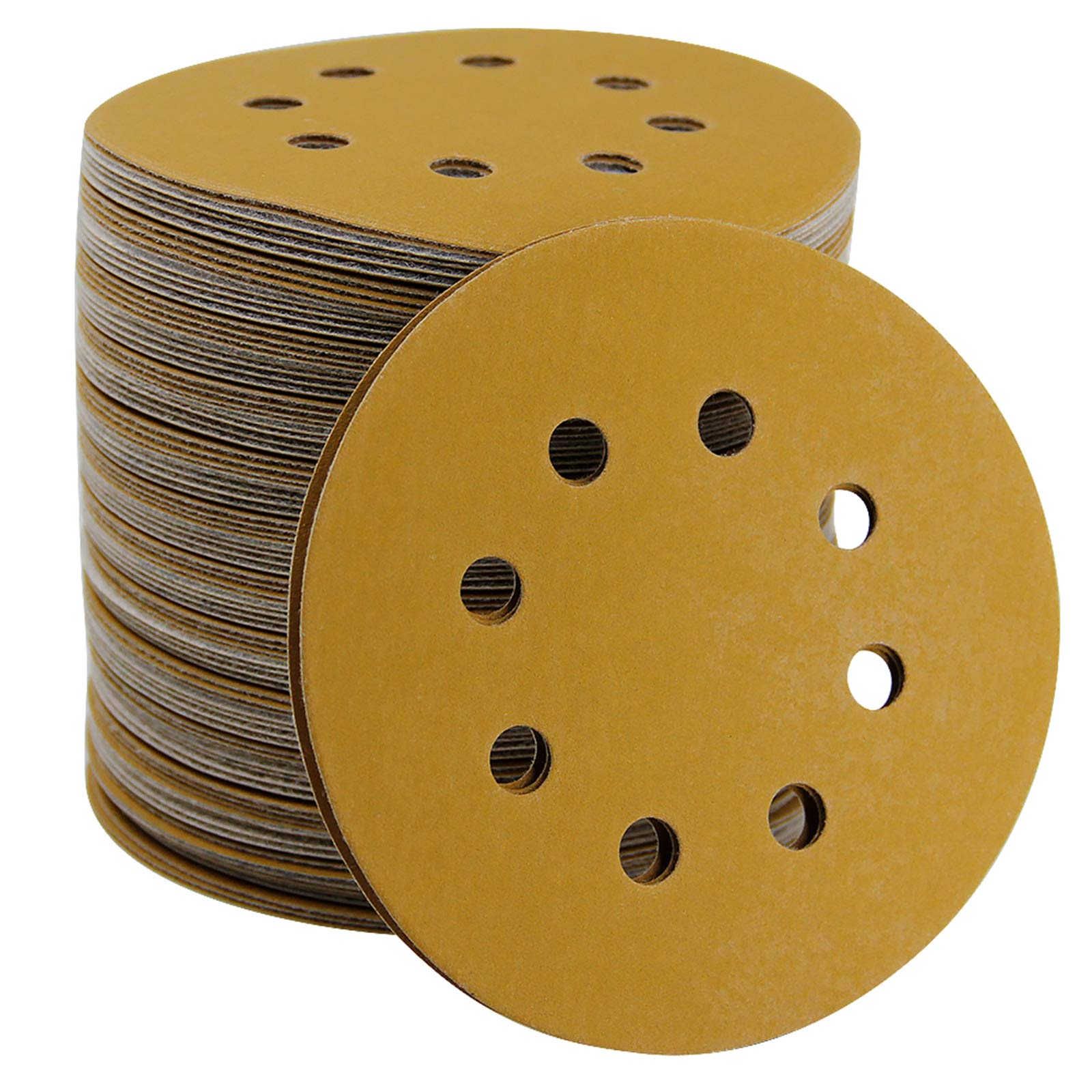 Mestool 5-Inch 8-Hole Hook and Loop Sanding Discs, Orbital Sander Sandpaper Discs, 100 Pieces Round Sandpaper Set, 320 Grit