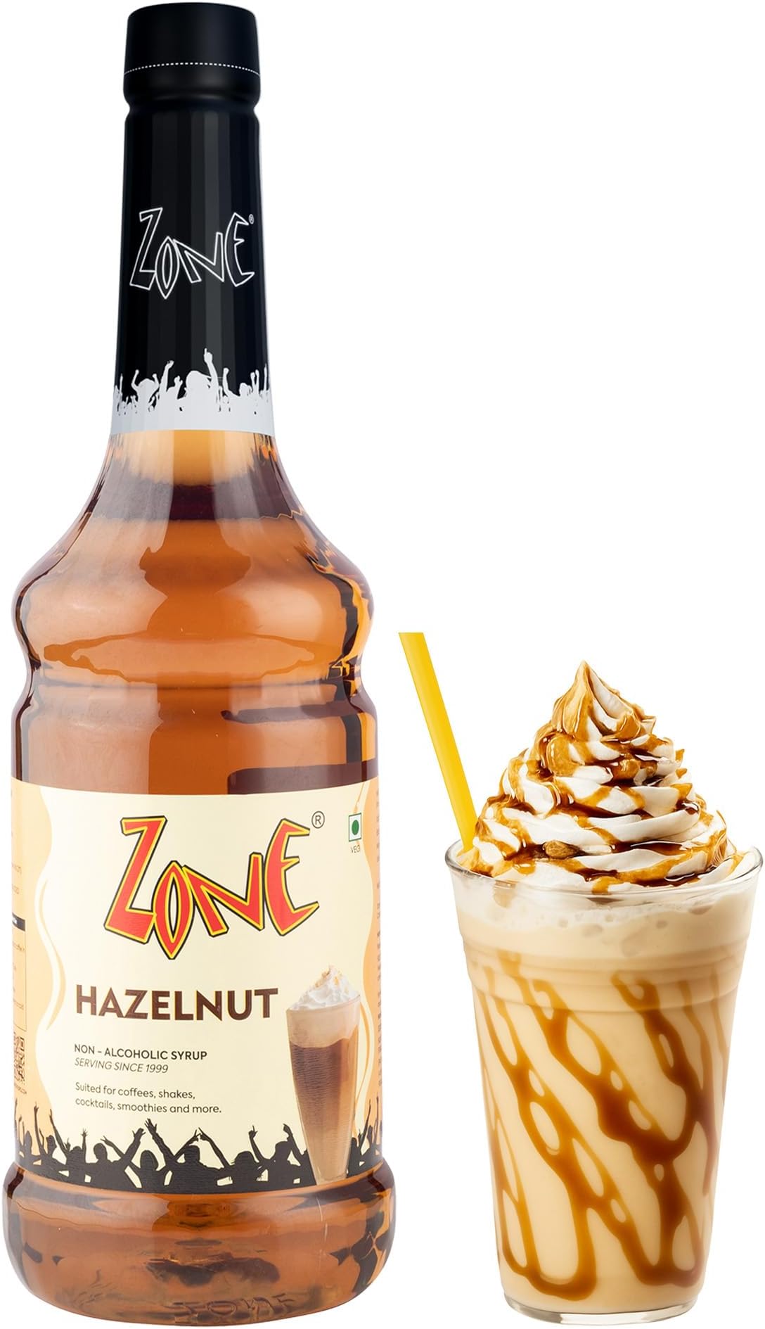 Zone Hazelnut Flavoured Syrups 1000ml – Premium Café-Style Syrups for Mocktails, Cocktails, Milkshakes, Coffees, Iced Teas, Sodas & Desserts | Perfect for Home Use, Small Cafés, Bars & Gifting (Hazelnut)