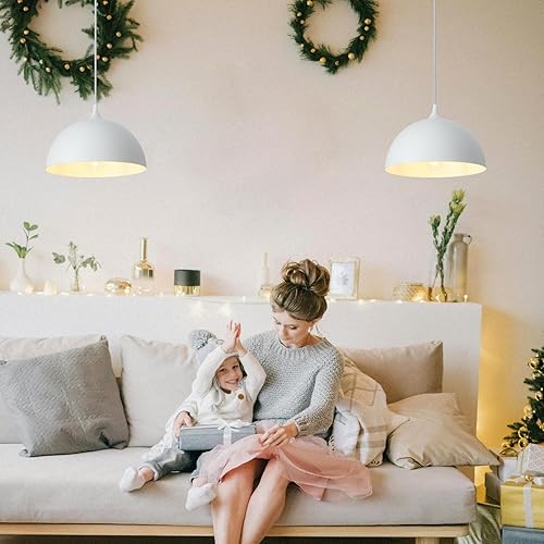 Miniatura 27 de Lámpara Colgante Industrial Electrochapada en Oro de 11.8 pulgadas, Paquete de 2, Lámparas Colgantes de Metal para Isla de Cocina, Lámpara Colgante