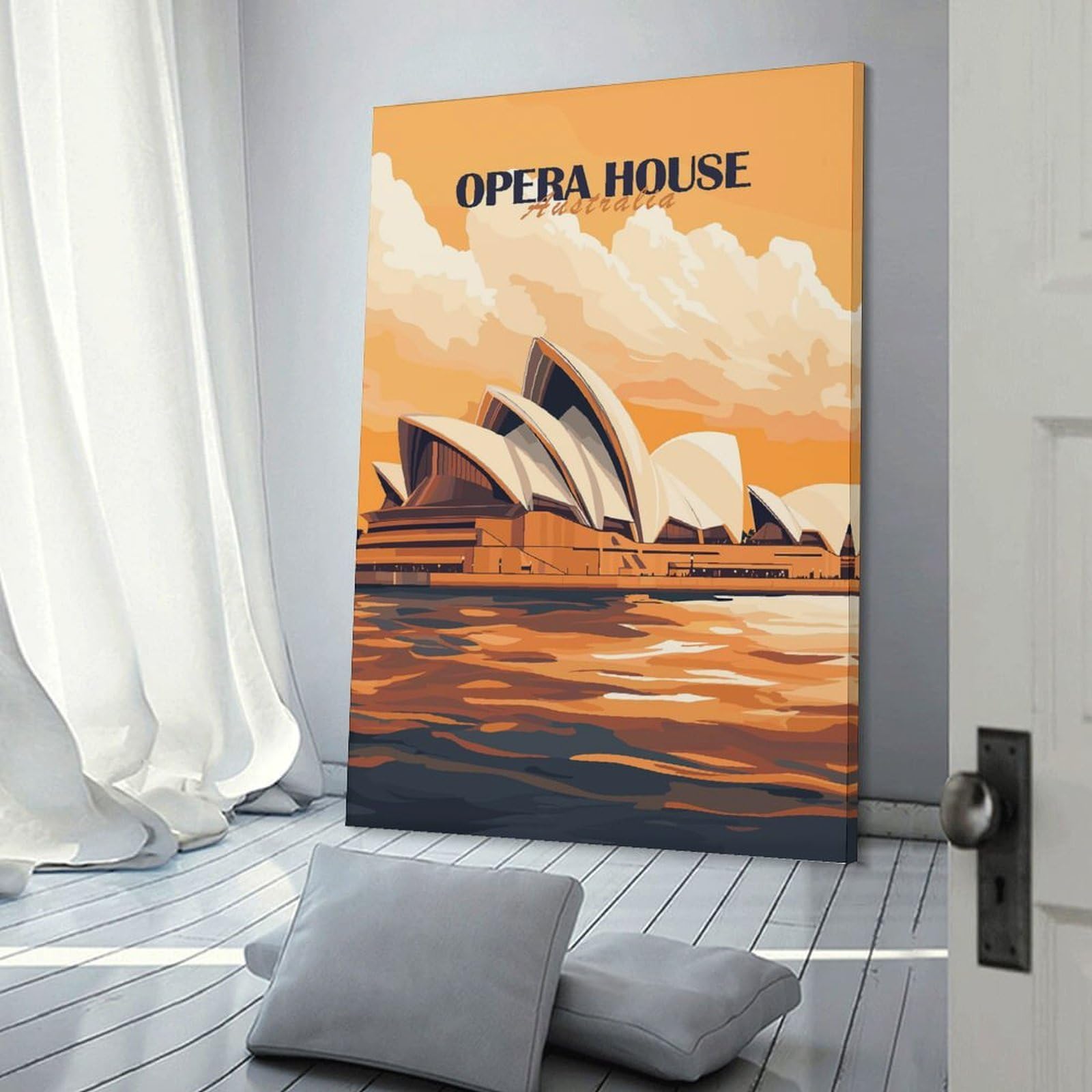Junmoney Sydney Opera House Decorative Wall Artwork 24x36inch(60x90cm), for Home Lounge, Bedroom Or Reading Nook, Easy Decor for Gallery Walls