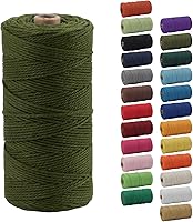 Vista 7 de Cordón de macramé de 0.079 pulgadas, cuerda de macramé color POZEAN de 220 yardas (unos 656.2 ft), cuerda de algodón 100% natural para colgar