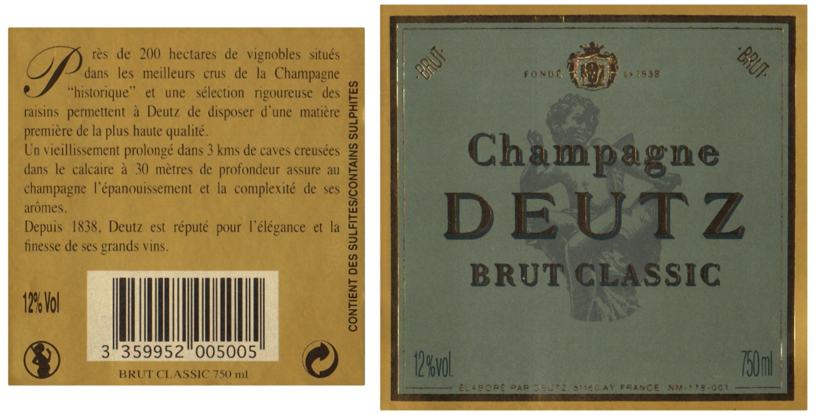 Deutz France Champagne Brut Classic 75 cl (Lot de 2)