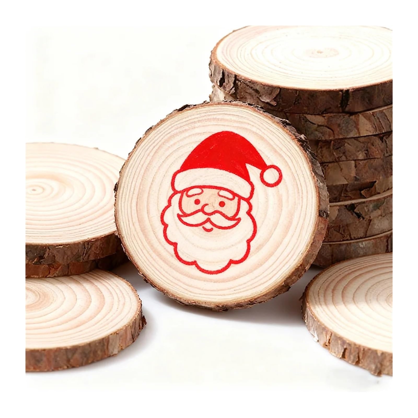 30pcs Wood Slices Log Slice Disc Para Decorar | DIY Circle Round Wood Disks Crafts for Wedding Christmas Party Art Decoration(14-15cm)