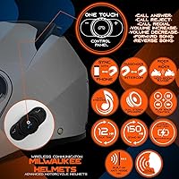 Vista 4 de Milwaukee Helmets H7010 Flat Grey Mayday Modular Casco de motocicleta inalámbrico de cara completa - Stream Music-Llamadas telefónicas