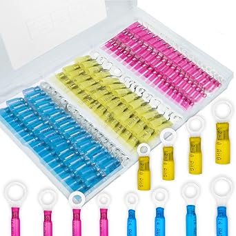 180 PCS Heat Shrink Wire Connectors,22-10 awg Ring Terminals Kit