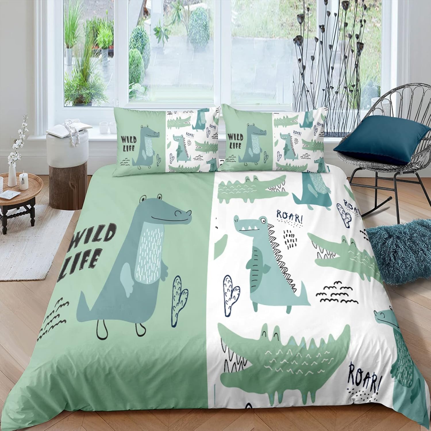 Bed Linen 220 x 240 cm 3D Dinosaur Cartoon Animal Duvet Cover Set for
