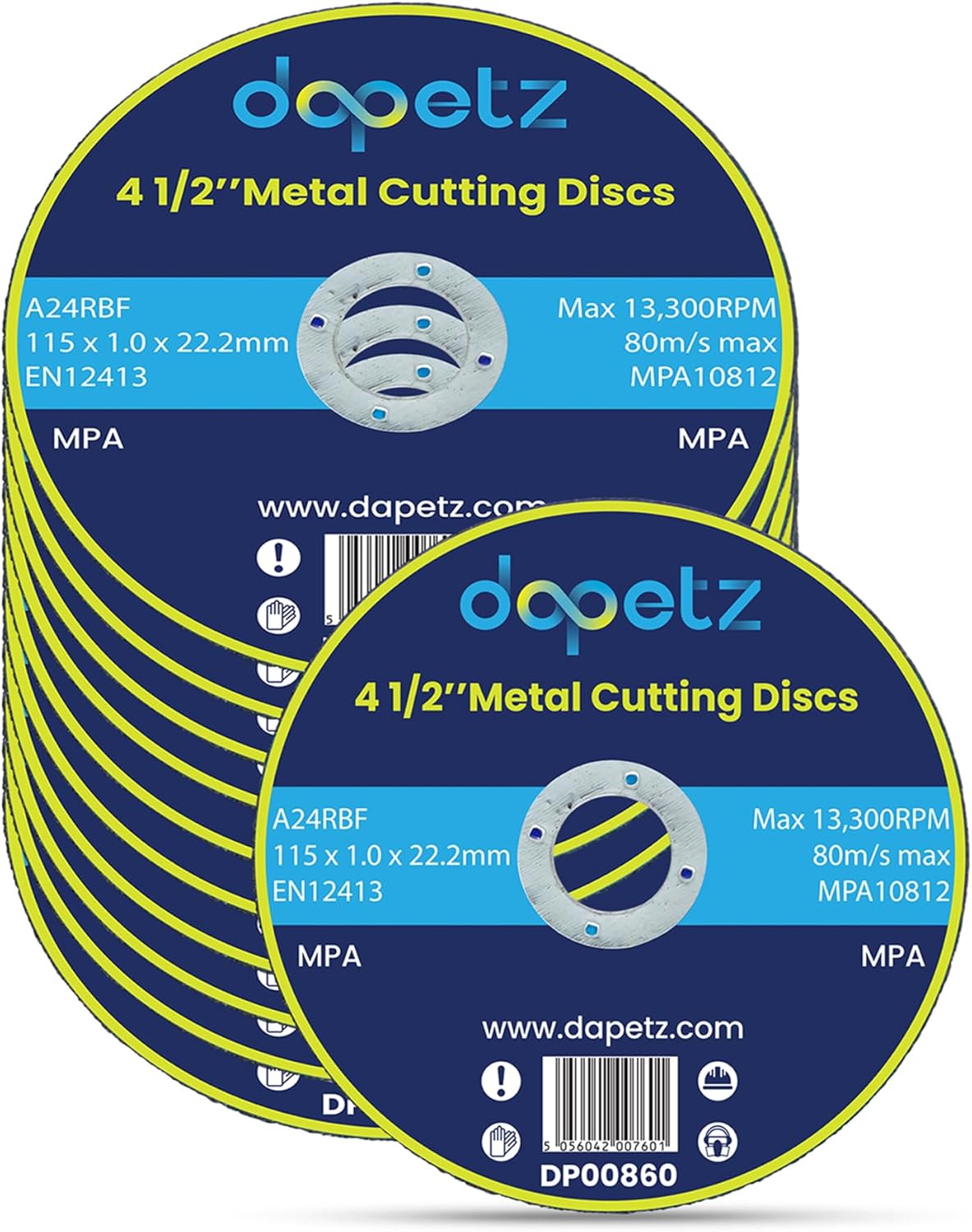 Dapetz ® 10 X Metal Cutting Discs 1mm Ultra Thin 4 1/2" 115mm Disc Metal Stainless Steel