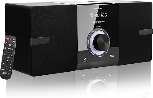 Home CD Stereo Shelf System - 30W Compact Micro Stereo System with CD Player, Bluetooth, FM Radio, Aux-in, USB Playback, 2-Way Music Crisp-Sound,