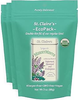 St. Claire’s Organic MerryMints – 3-Pack EcoPack, 3 oz Each | Certified Organic, Vegan, Gluten-Free, Allergen-Free, Non-GMO, Low Calorie, Plant-Based | Made in USA