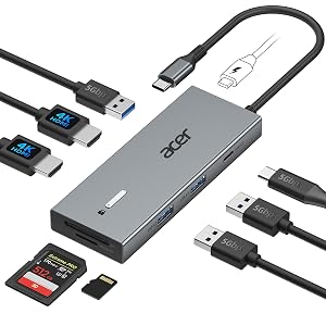 Acer USB C Docking Station Dual Monitor with 2 HDMI 9-in-1 Laptop Docking Station with 4K 60Hz HDMI