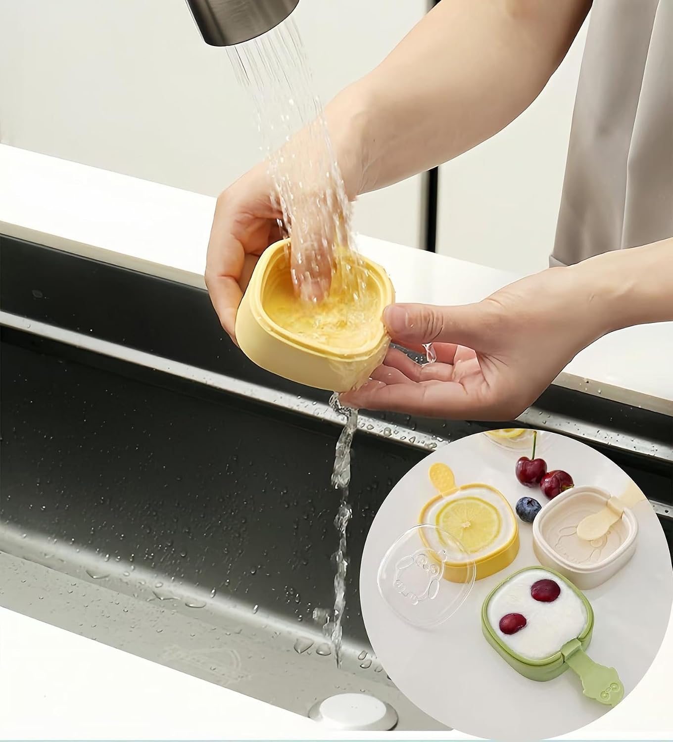 Ice Cream Mold, 2 Pcs White Silicone 2.5 Inch x 2.5 Inch Ice Cream Pop Mold for Home, Party and Outdoors (orange)