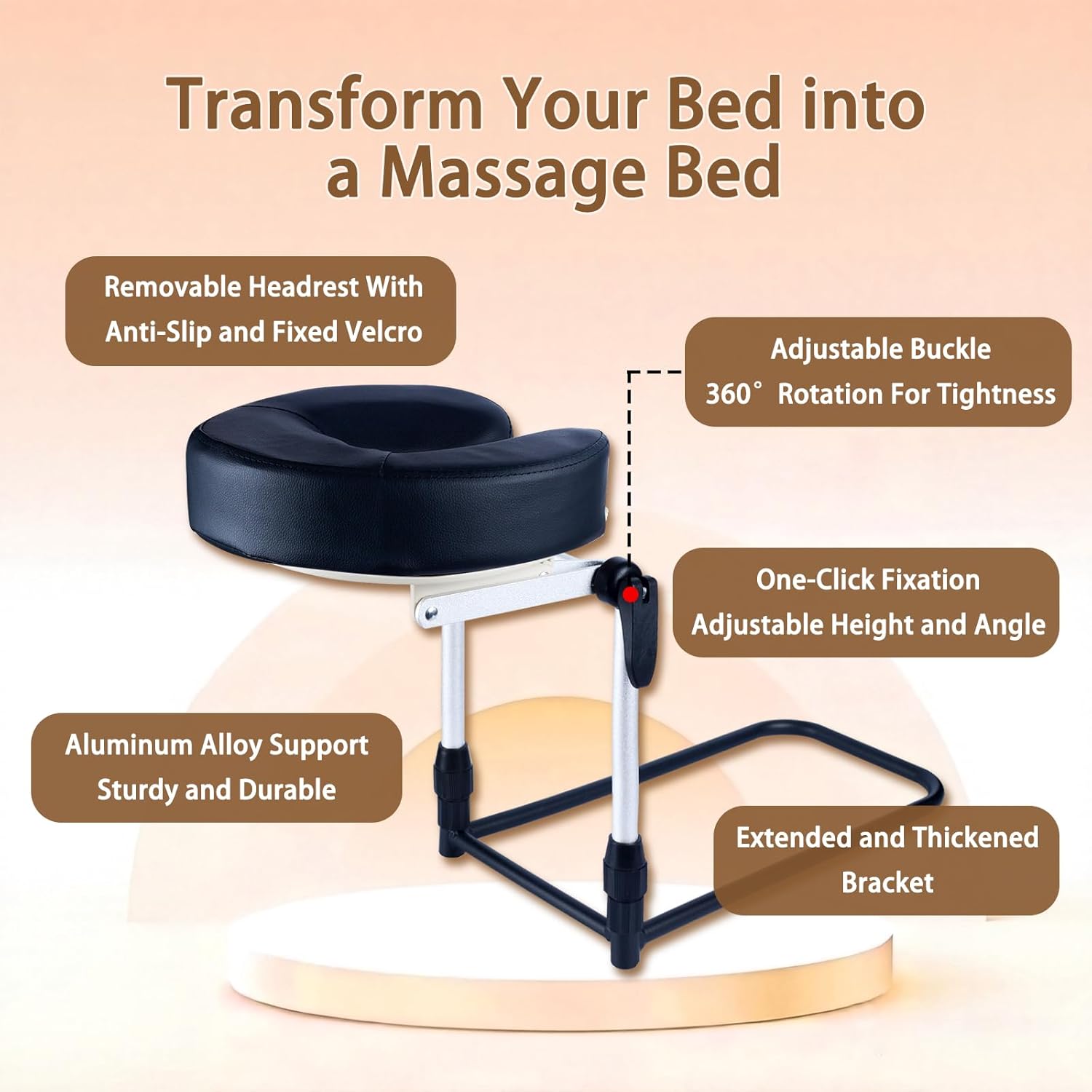 Massage Head Rest for Bed At Home Mattress,Adjustable Face Cradle Pillow for Bed,Face Down Pillow After Eye Surgery,Portable Massage Pillow Face Cradle for Masseur Couple (Black,Adjustable 6-17 in)