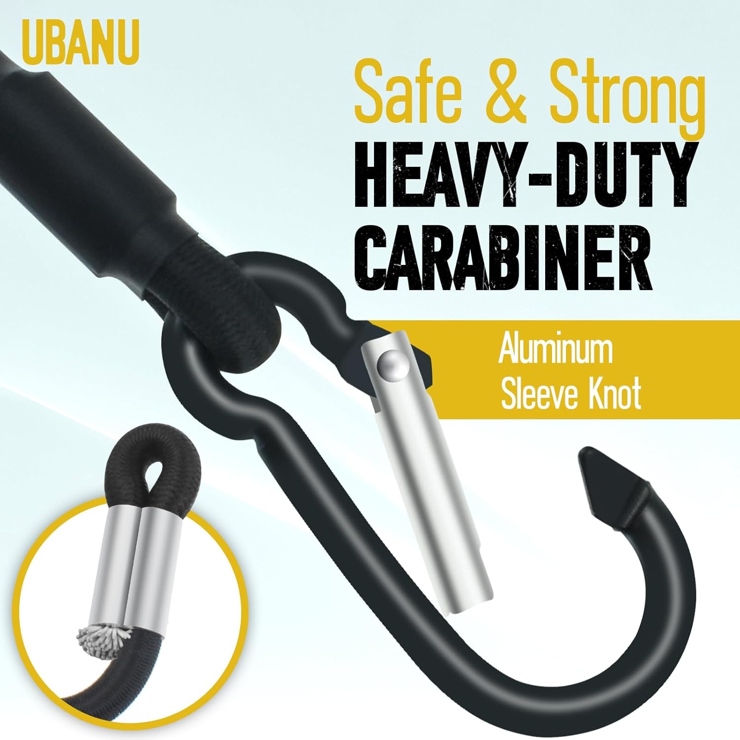 8 Pcs Adjustable Bungee Cord with Hooks 2 Sizes, 36" 60" Black Super Elastic Bungee Straps with Carabiner, Heavy Duty Outdoor Carabiner Cord for Cargo Camping Bike Racks Tents
