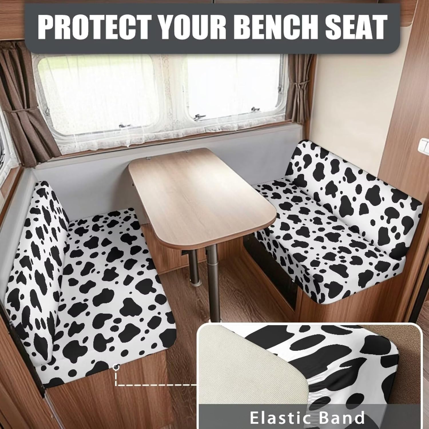 Black Marble RV Dinette Cushion Covers Soft Comfortable Camper Sofa Seat Cover Slipcover Stretch Rv Booth Seat Cover Couch Covers Sofa Protector