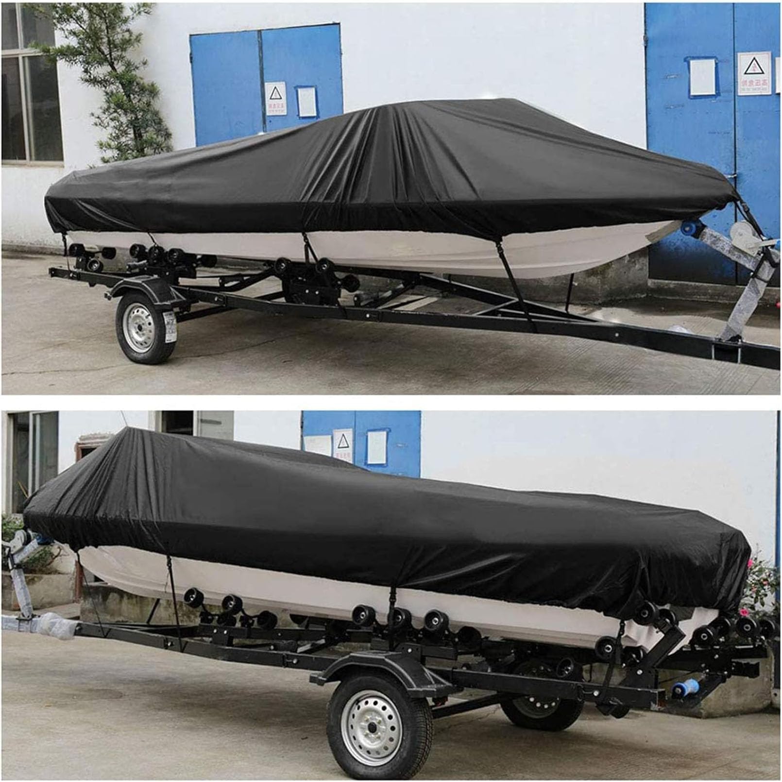 Wodoodporny pokrowiec na łódź o dużej wytrzymałości 420D, pasuje do V-Hull, Fish & Ski, Pro Style łodzi rybackiej, runabout i łodzi basowej, kompatybilny z 11'-27'