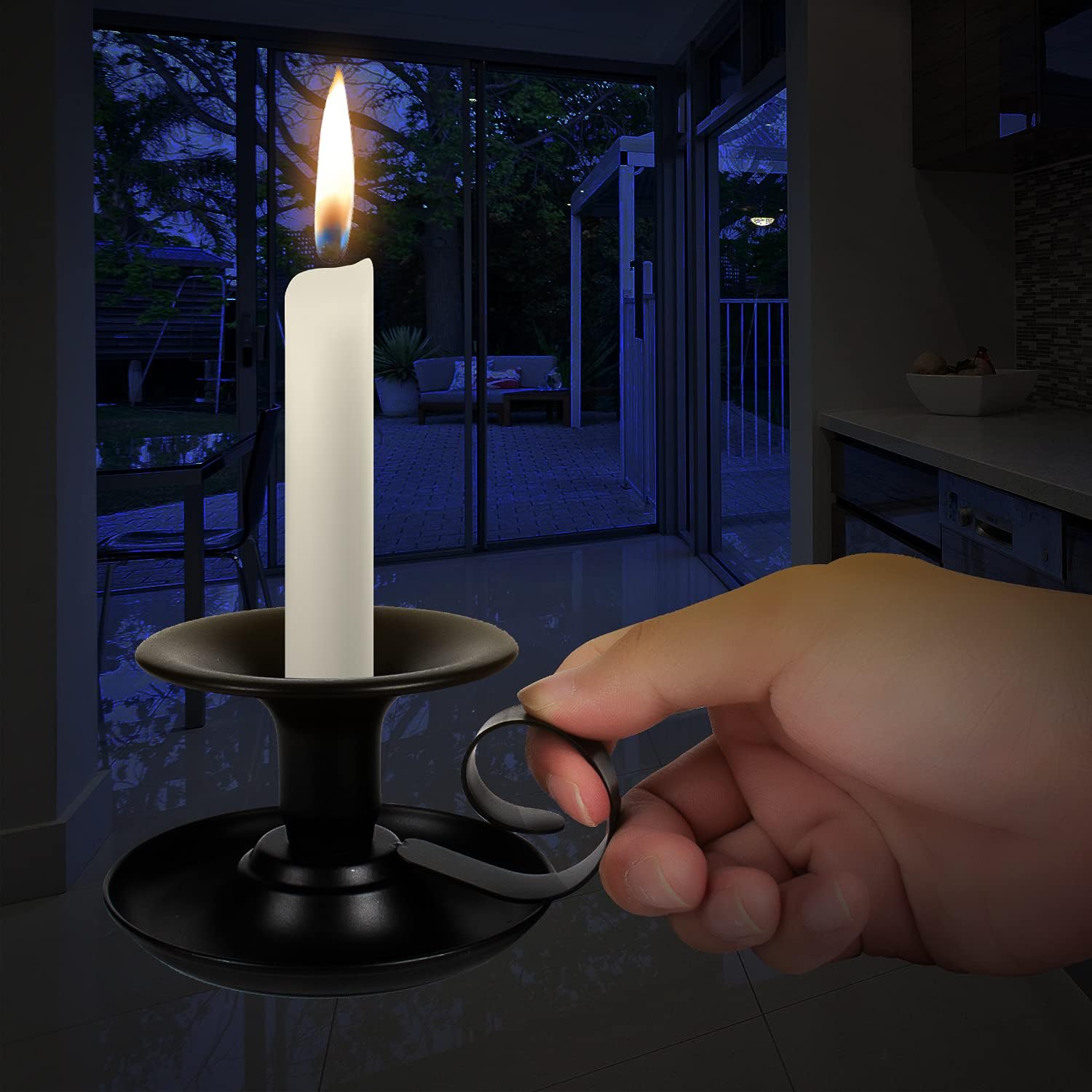 Black Iron Vintage Taper Candlestick Holders Set of 4
