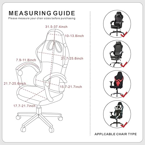 Miniatura 6 de Funda impermeable para silla de juegos, a prueba de arañazos, elástica, cómoda, con reposabrazos, funda transpirable para sillas altas de respaldo