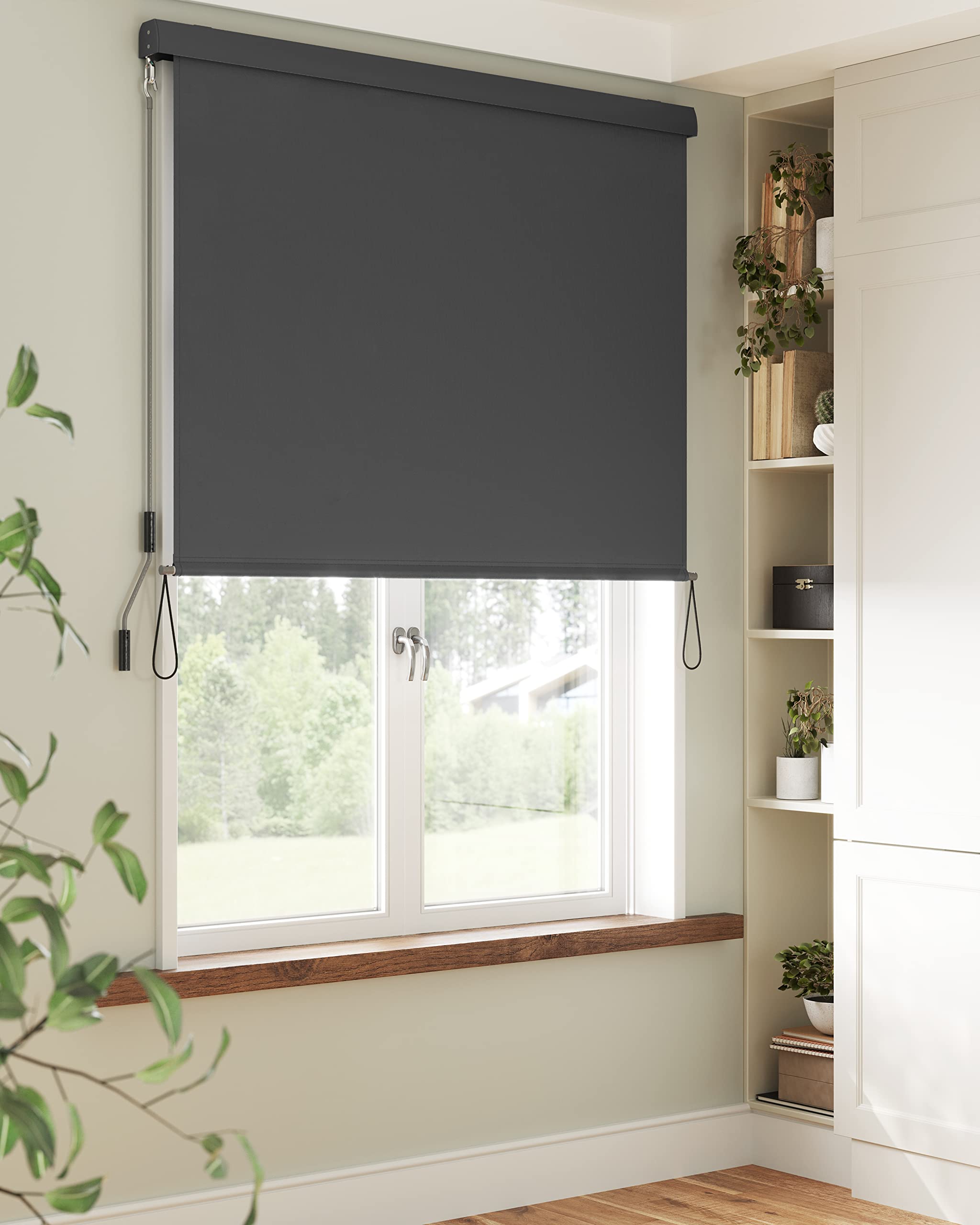 SONGMICS 2.5 x 1.6 m (H x L), Store Vertical, Brise-Vue rétractable, Paravent d’extérieur, Pare-Soleil, pour Balcon, Patio, terrasse et Jardin, avec boîtier, Protection de Vie privée, Gris GSA165GY