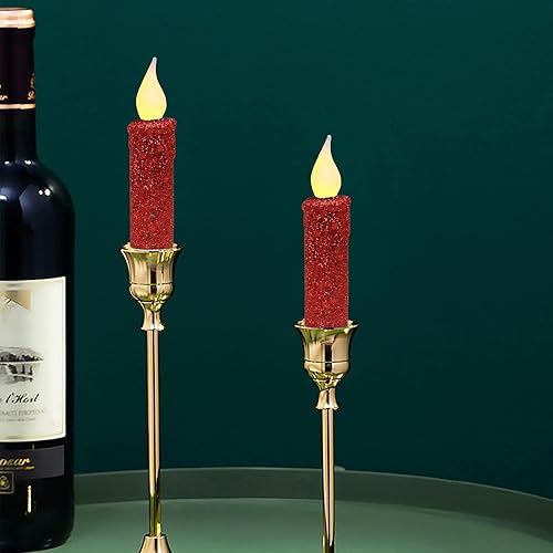 Miniatura 4 de CVHOMEDECO. Velas LED sin llama con purpurina parpadeantes que funcionan con pilas, con temporizador para el hogar, boda, Halloween, decoración de