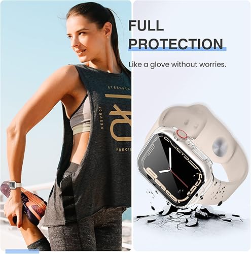 Miniatura 3 de Tensea Paquete de 3 fundas protectoras de pantalla para Apple Watch Series 9, 8, 7, de 1.614 pulgadas, cubierta protectora para iWatch, película de