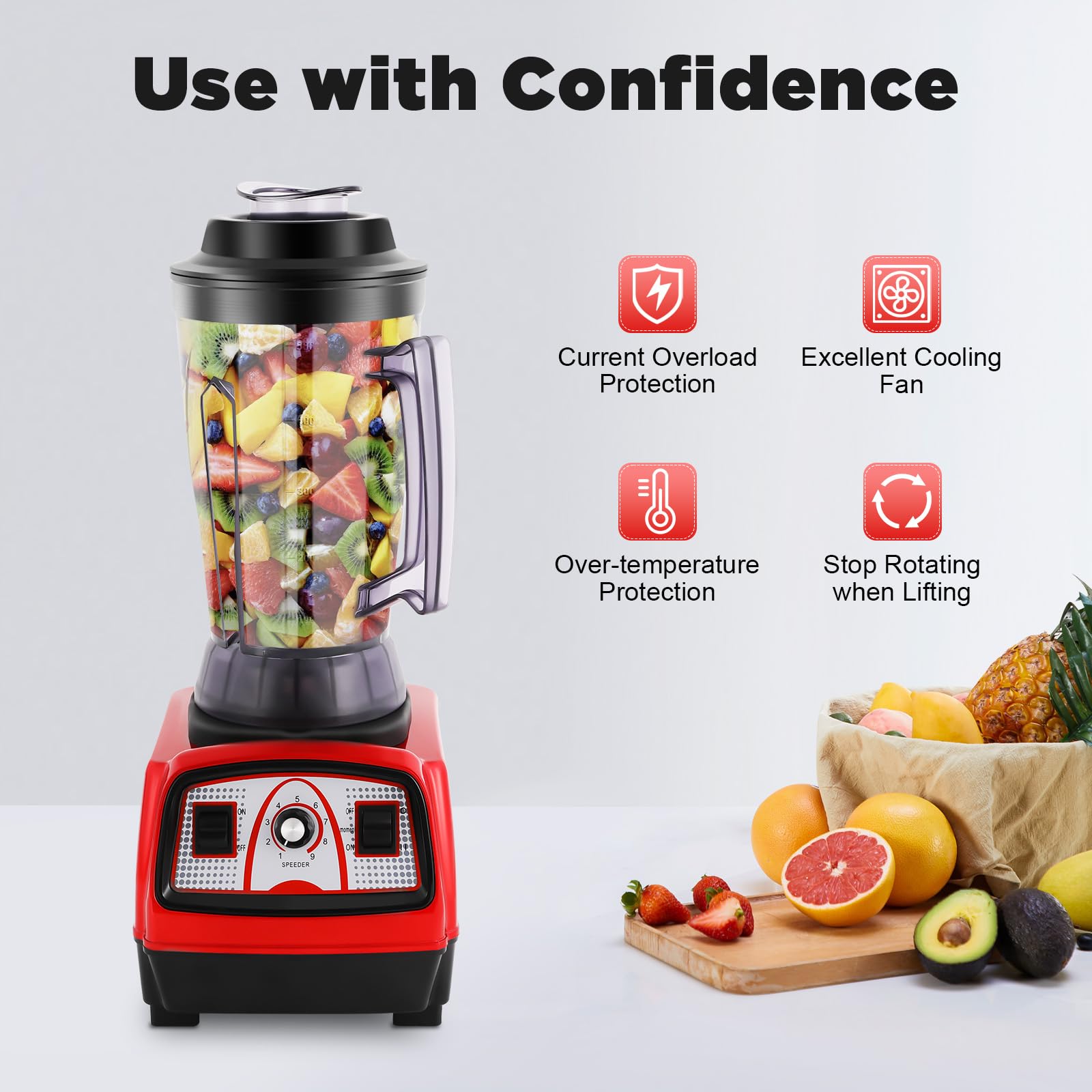 Mikser o wysokiej wydajności 2200 W, 4 l, 26 000 obr./min, mikser do smoothie z mieszadłem, 9 prędkości, profesjonalny blender, do domu, restauracji, barów, sklepów z herbatą mleczną, 22 x 23 x 57 cm